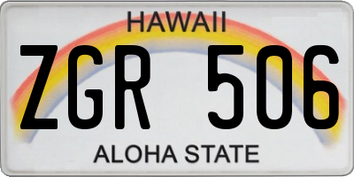 HI license plate ZGR506