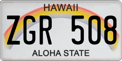 HI license plate ZGR508