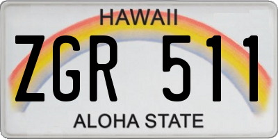 HI license plate ZGR511