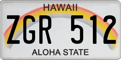 HI license plate ZGR512