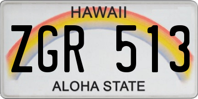 HI license plate ZGR513