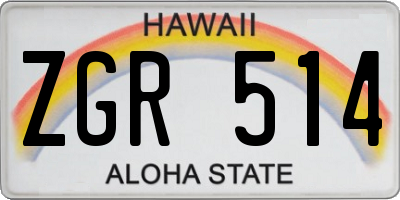 HI license plate ZGR514