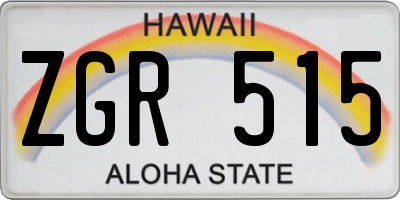 HI license plate ZGR515