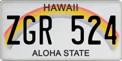 HI license plate ZGR524
