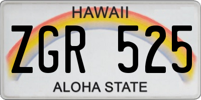 HI license plate ZGR525