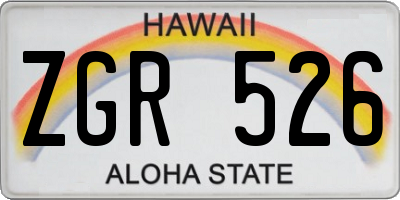 HI license plate ZGR526