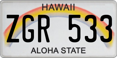 HI license plate ZGR533