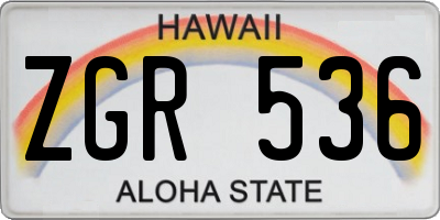 HI license plate ZGR536
