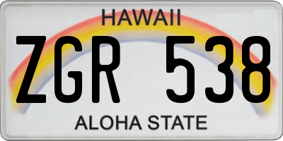 HI license plate ZGR538