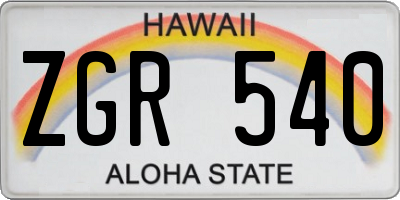 HI license plate ZGR540