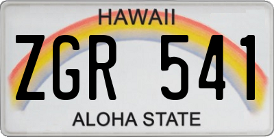 HI license plate ZGR541