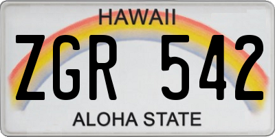 HI license plate ZGR542