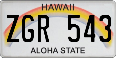HI license plate ZGR543