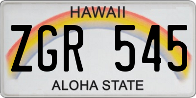 HI license plate ZGR545