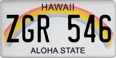 HI license plate ZGR546