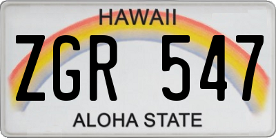 HI license plate ZGR547
