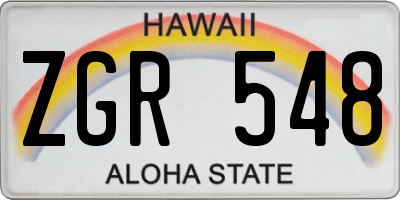 HI license plate ZGR548