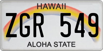 HI license plate ZGR549