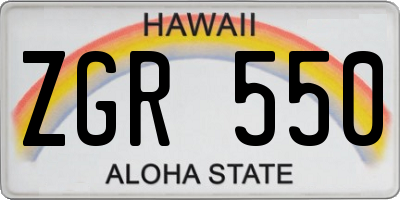 HI license plate ZGR550