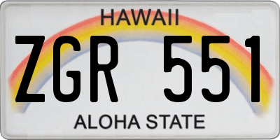 HI license plate ZGR551
