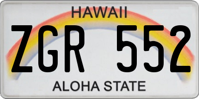 HI license plate ZGR552