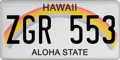 HI license plate ZGR553