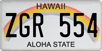 HI license plate ZGR554