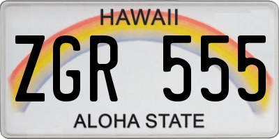 HI license plate ZGR555