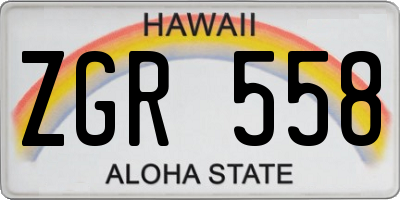 HI license plate ZGR558