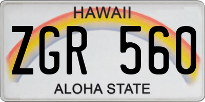 HI license plate ZGR560