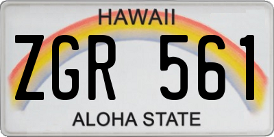 HI license plate ZGR561