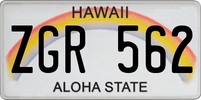 HI license plate ZGR562