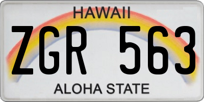 HI license plate ZGR563