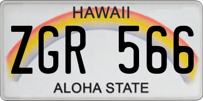 HI license plate ZGR566
