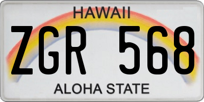 HI license plate ZGR568