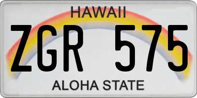 HI license plate ZGR575