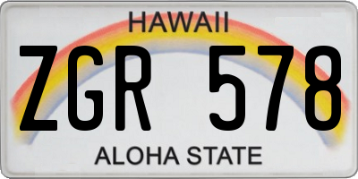 HI license plate ZGR578