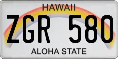 HI license plate ZGR580