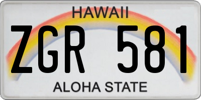 HI license plate ZGR581
