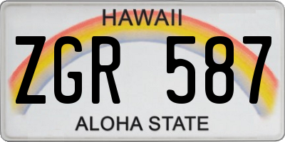 HI license plate ZGR587