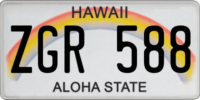 HI license plate ZGR588