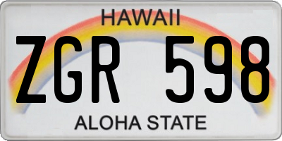 HI license plate ZGR598
