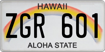 HI license plate ZGR601