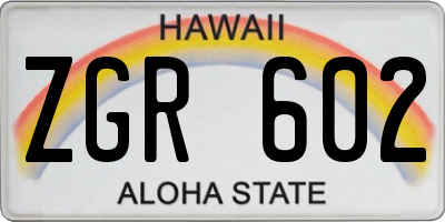 HI license plate ZGR602