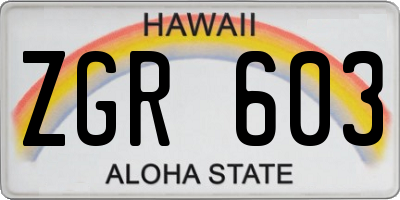 HI license plate ZGR603