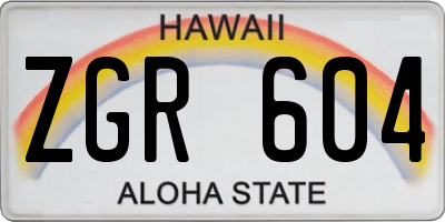 HI license plate ZGR604