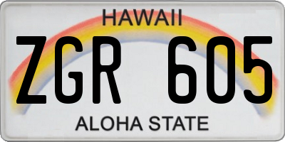 HI license plate ZGR605