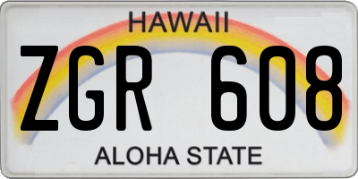 HI license plate ZGR608