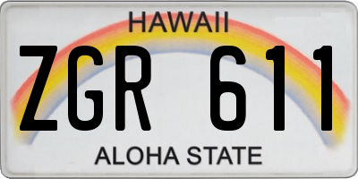 HI license plate ZGR611