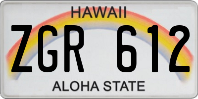 HI license plate ZGR612